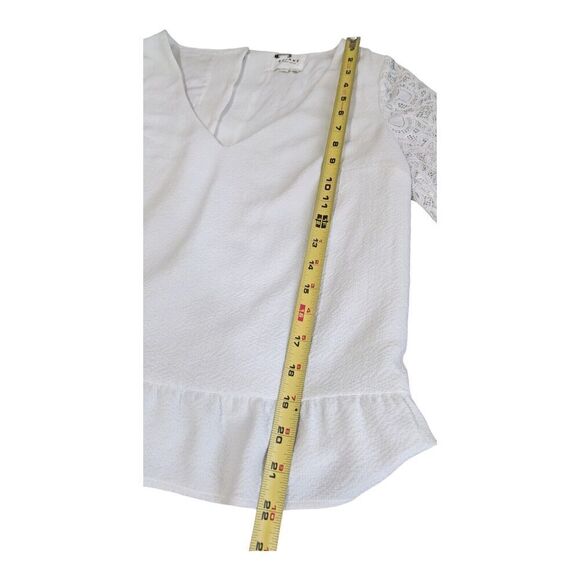 Sezane V‎ Neck Long Sleeve Eyelet Blouse White 38 - Picture 7 of 8